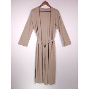 ZARA Longline Belted Duster Cardigan Coatigan Beige Viscose Blend – Size S